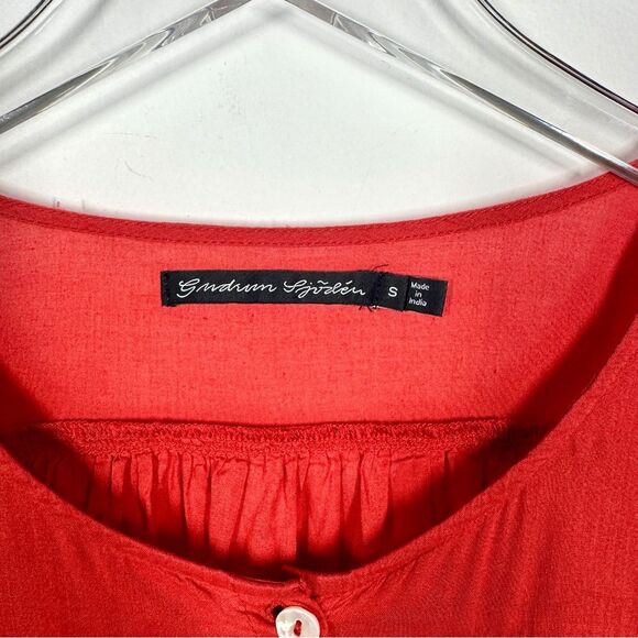 Gudrun Sjoden Women's Size Small Red Organic Recycled Cotton Button Down Dress - Picture 4 of 9